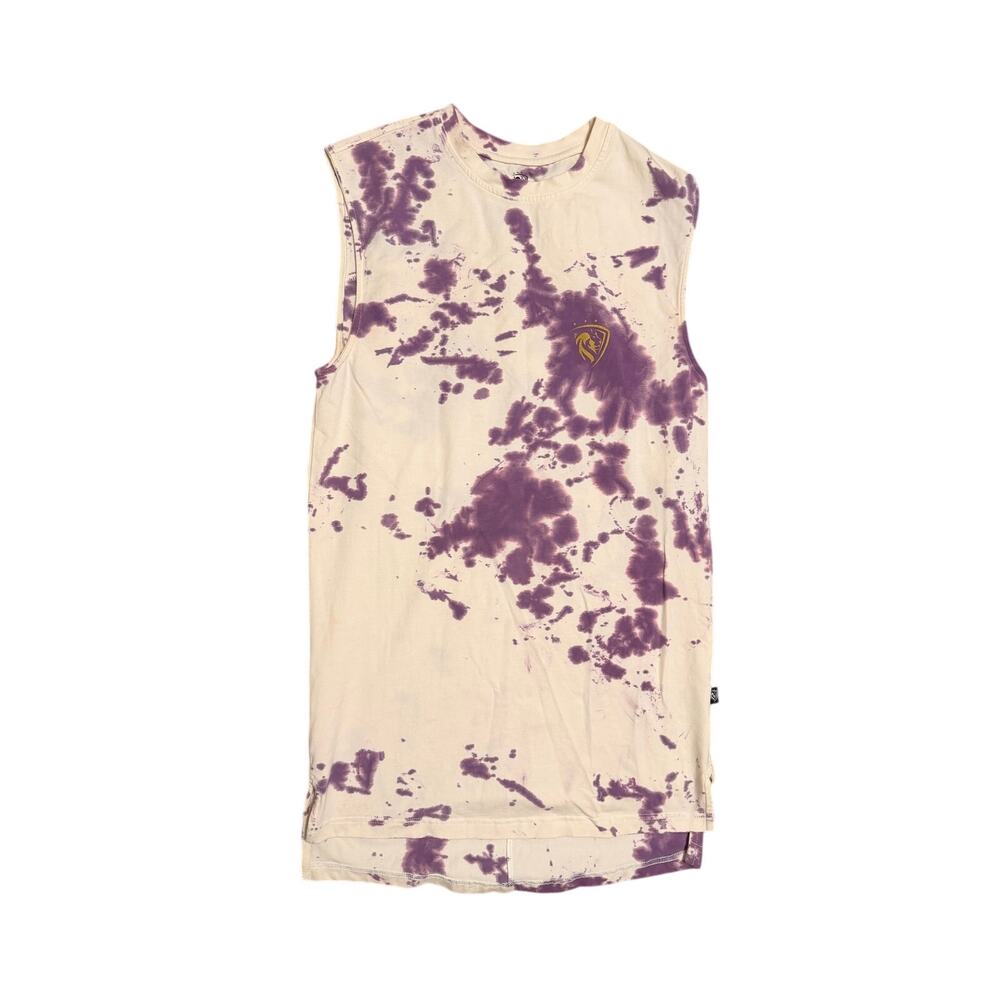 IV Athletes Newfit Purple White Tie Dye Longline Tunic Tank Top Women's Large